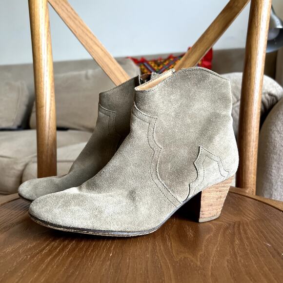 Isabel Marant Dicker Suede Ankle Boots Booties Size 36 Tan Western - Picture 10 of 10